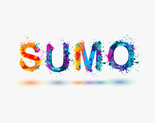 Palabra "SUMO". Arco iris salpicadura pintura — Vector de stock