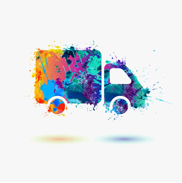 Vrachtwagen regenboog pictogram — Stockvector