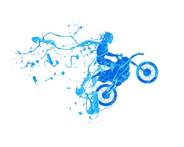 Motociclista. Splash vernice blu — Vettoriale Stock
