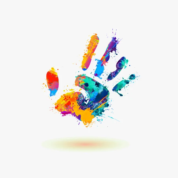 Hand of paint stains. Rainbow splash — Stock Vector