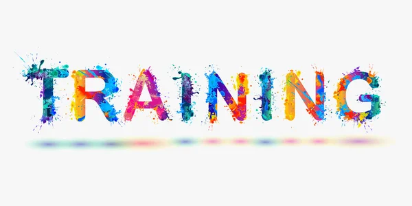 Word "TRAINING". Rainbow splash paint — Stock Vector