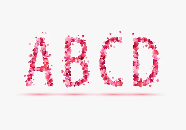 Rosa rosa pétalas alfabeto . —  Vetores de Stock