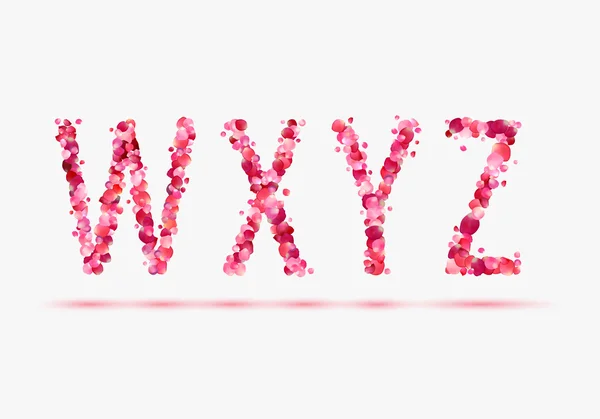 Roze roze bloemblaadjes alfabet. — Stockvector