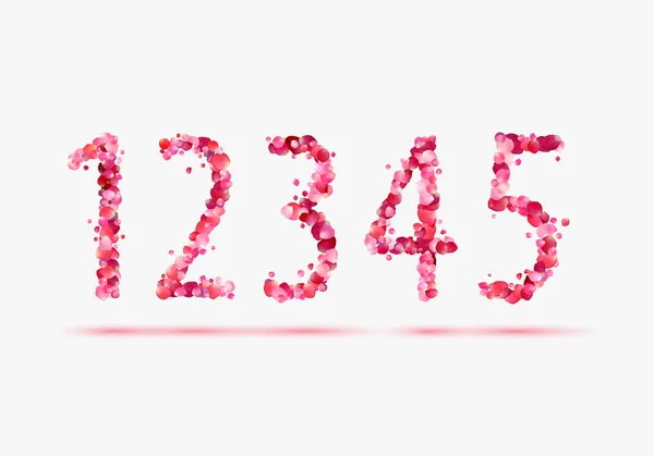 ピンクのバラの花びら数字数字。1、2、3、4、5 — ストックベクタ