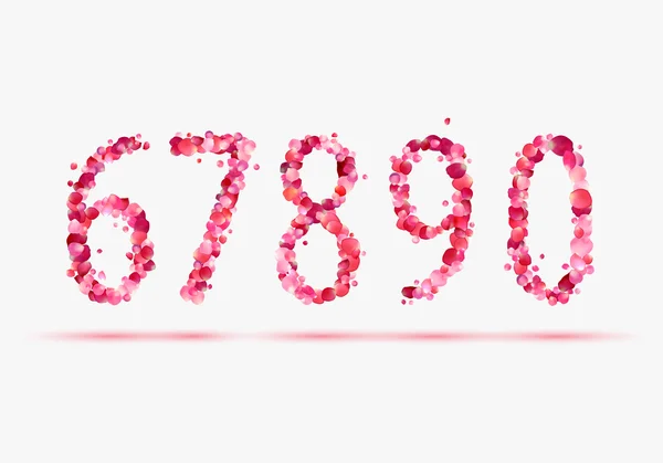 ピンクのバラの花びら数字数字 — ストックベクタ
