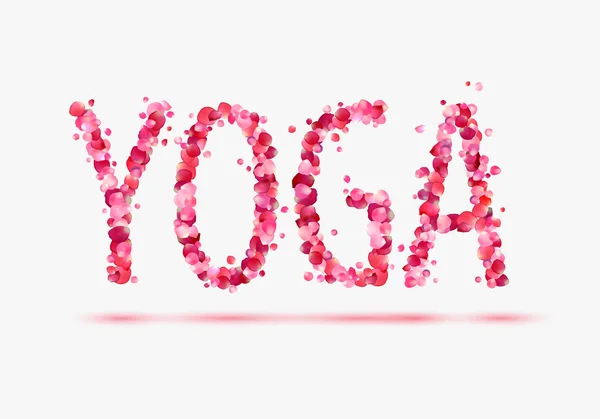 Wort "Yoga" aus rosa Rosenblättern — Stockvektor