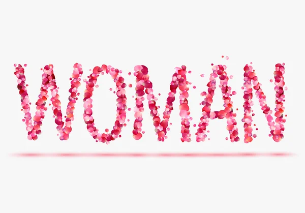 Palavra WOMAN de rosa pétalas de rosa — Vetor de Stock