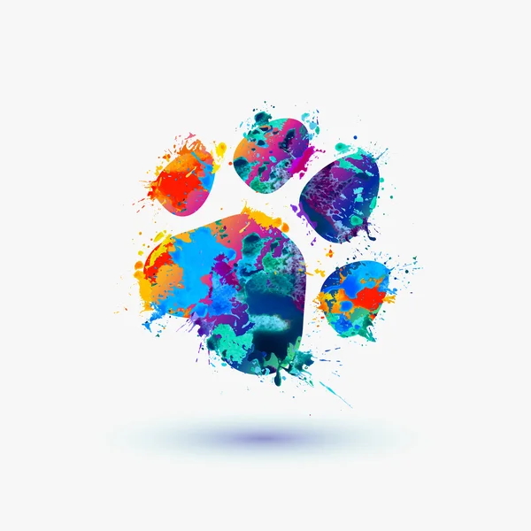 Empreinte animale. Logo Rainbow splash — Image vectorielle