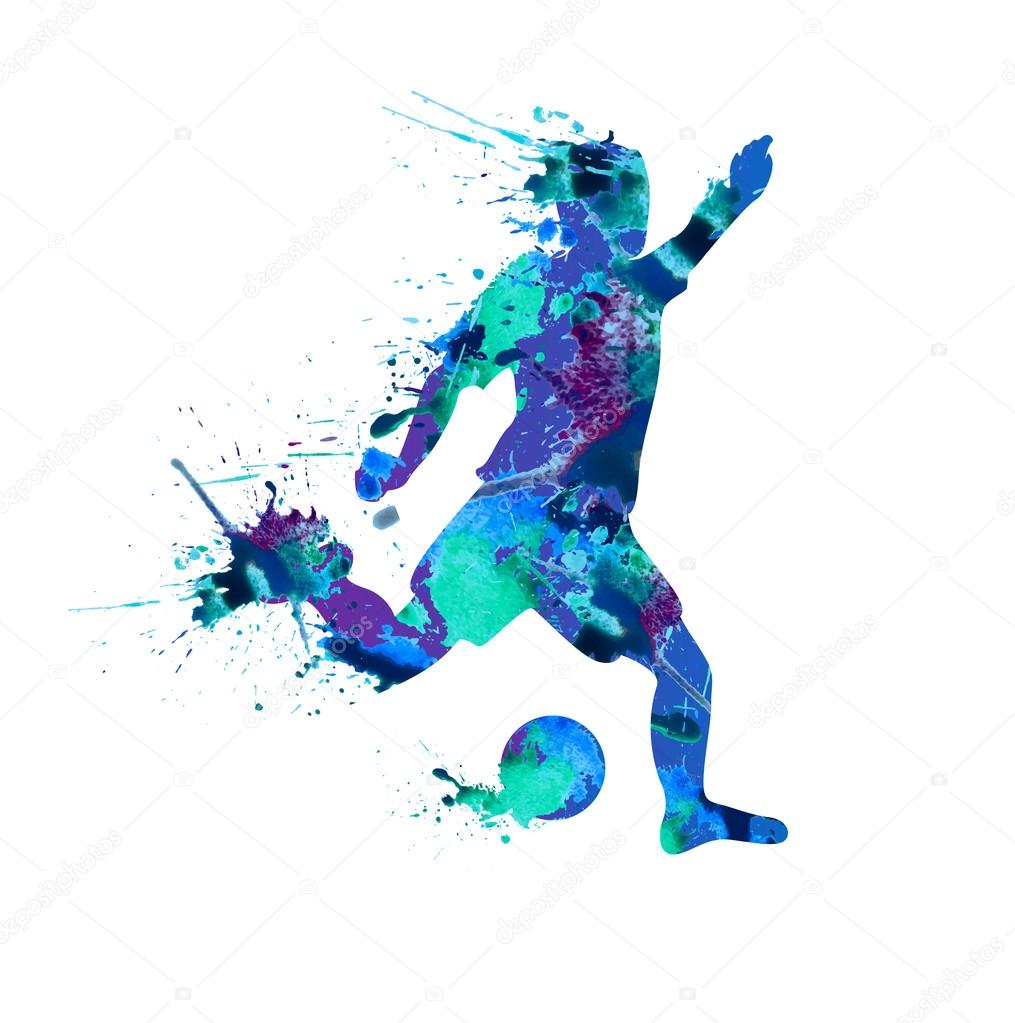 Jogador de futebol. Pintura de pulverizador em um fundo branco —  Vetores de Stock