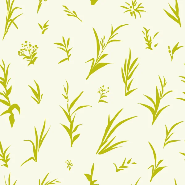 Patrón floral inconsútil - hierba verde — Vector de stock