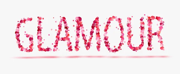 Parola GLAMOUR in petali di rosa — Vettoriale Stock