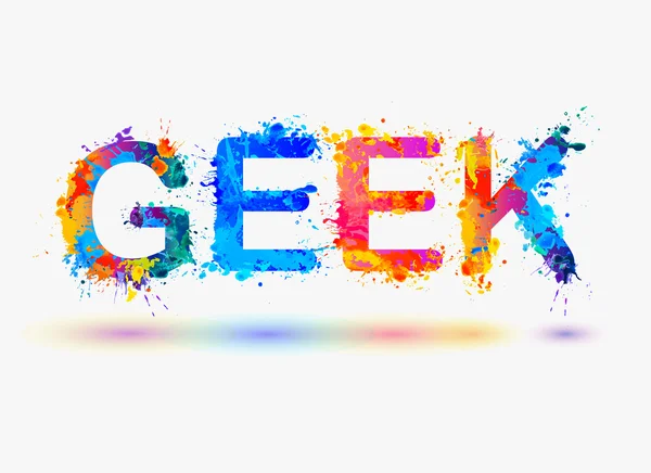 Geek. Gökkuşağı splash boya word — Stok Vektör