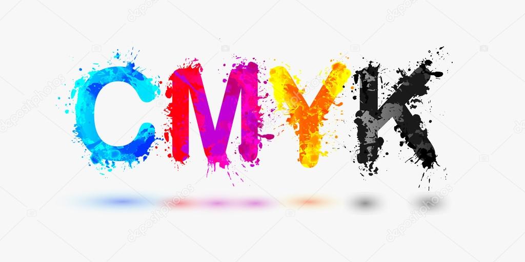 CMYK abbreviation. Splash paint