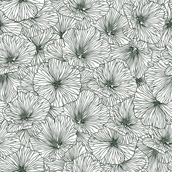 Patrón lineal sin costura - flores de malva — Vector de stock