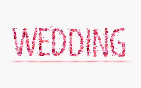 Word bruiloft van roze roze bloemblaadjes. — Stockvector