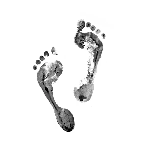 Impronte dei piedi. Nero su bianco — Foto Stock