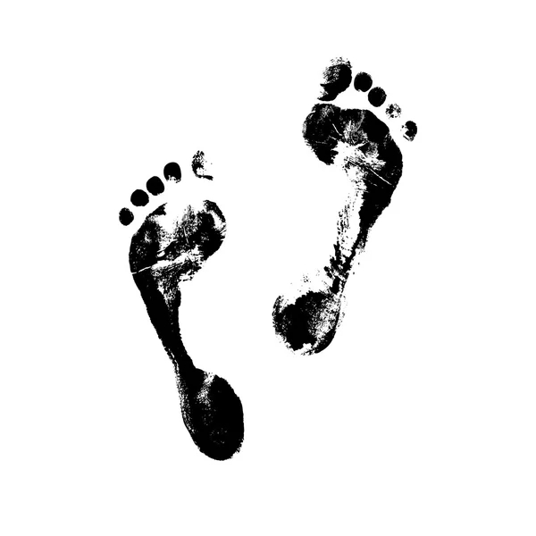 Huellas de pies. Negro sobre blanco — Archivo Imágenes Vectoriales