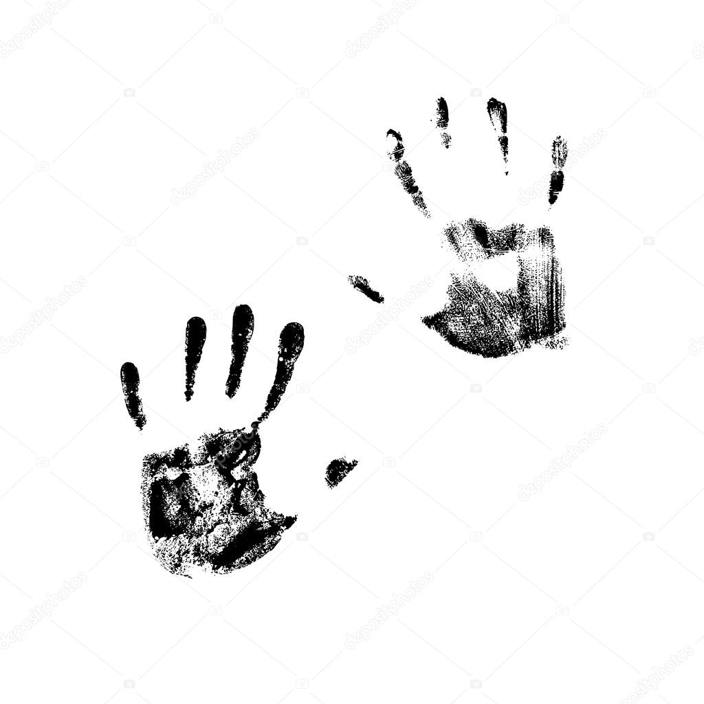 Hand prints. Black on white