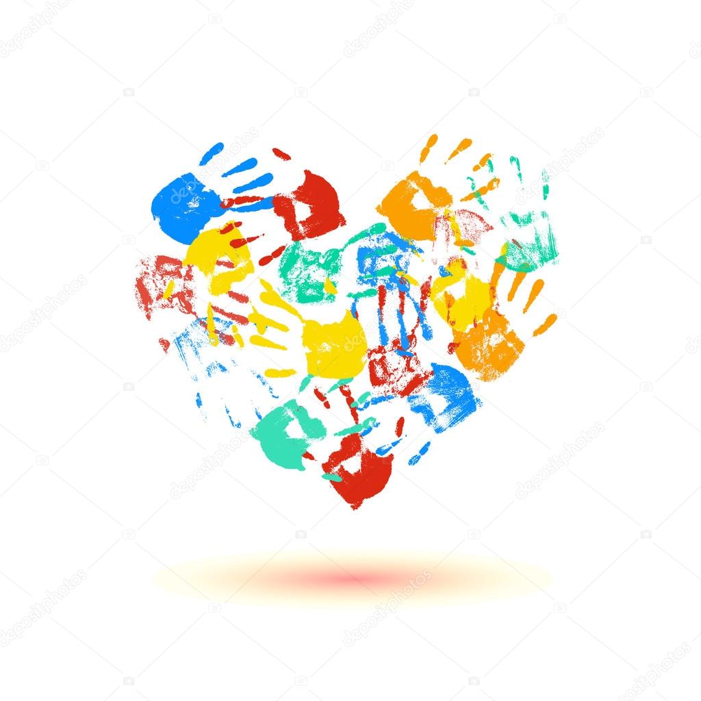 colorful hand prints Heart