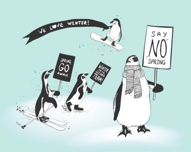Ralli penguenler sporcuların kış destek (karşı