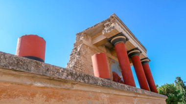 Knossos Sarayı, Girit Adası, Yunanistan. Ünlü Minos sarayı Knossos 'un antik harabelerinin ayrıntıları.