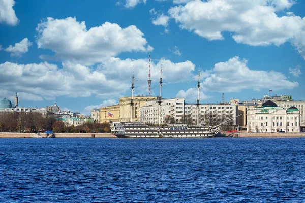 Old Sailing Ship Kronverg Moored Embankment Neva River Russia Saint — Stock Photo, Image