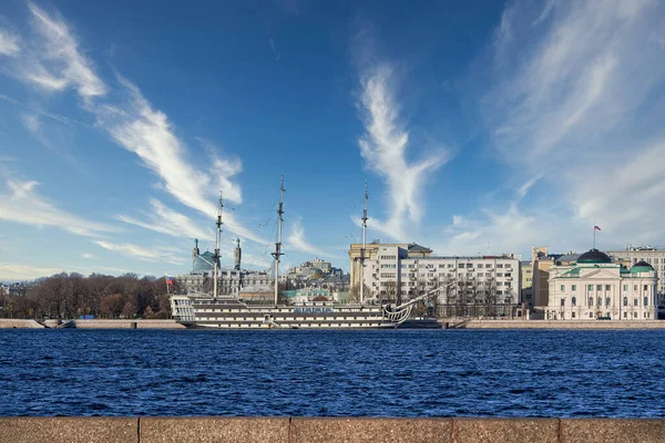 Old Sailing Ship Kronverg Moored Embankment Neva River Russia Saint — Stock Photo, Image