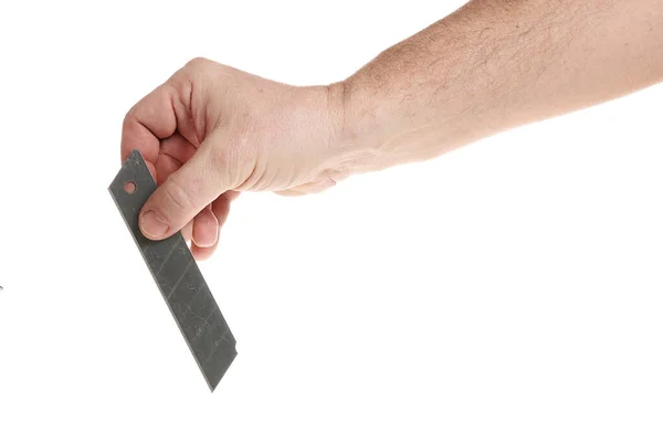 Beyaz Arka Planda Bir Inşaat Bıçağı Için Bir Bıçak Tasarımcılar — Stok fotoğraf