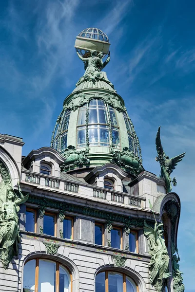 Widok Szczegółów Architektonicznych Słynnego Budynku Singer House Sankt Petersburgu Dom — Zdjęcie stockowe