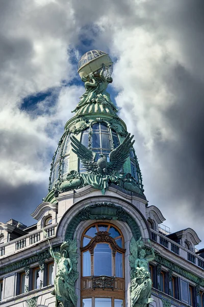 Widok Szczegółów Architektonicznych Słynnego Budynku Singer House Sankt Petersburgu Dom — Zdjęcie stockowe