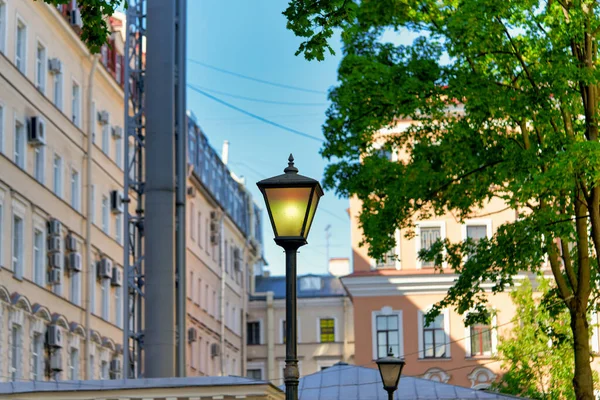 Beau Lampadaire Vintage Sur Rue Saint Pétersbourg Repères Historiques Ville — Photo