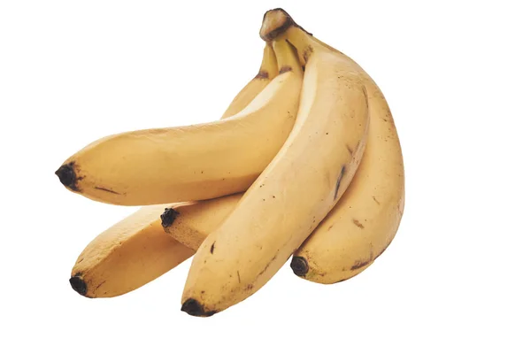 Bando de bananas amarelas maduras no fundo branco — Fotografia de Stock