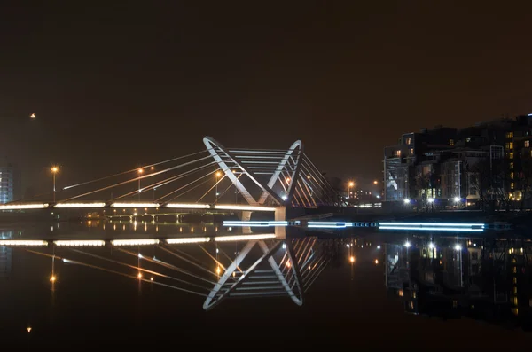 Lazarevsky Brücke Nachtsicht von der Uferpromenade Admiral Lazarev — Stockfoto