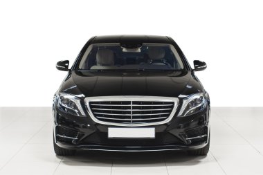 Black car exterior - front view. Isolated on white background