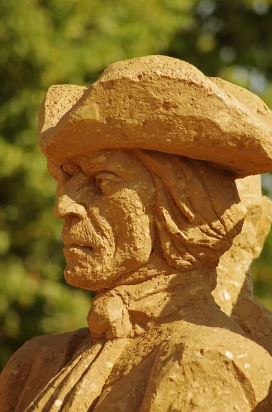 International Sand Sculpture Festival in Saint - Petersburg, August 3, 2014. Fragment the sculpture - men's historical image. — Stock Photo, Image