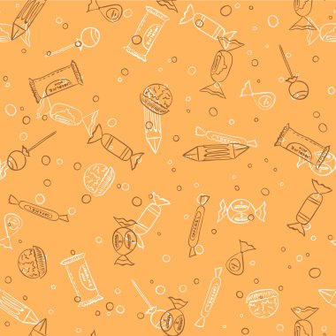 Şekerler siluetleri seamless modeli kroki tarzı vektör