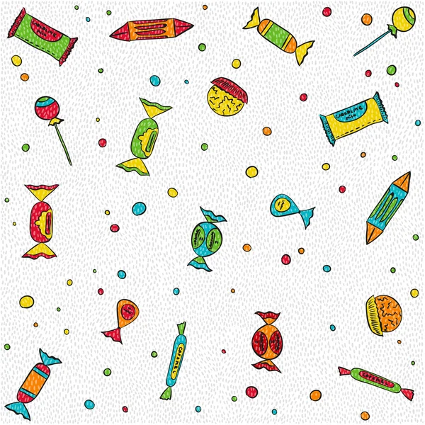 Seamless pattern with candies and sweets  on white — Stock Vector
