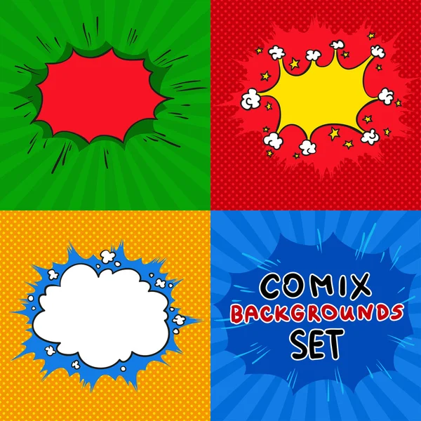 Conjunto de vectores de fondos cómics. Colección de dibujos animados estilo antiguo . — Vector de stock