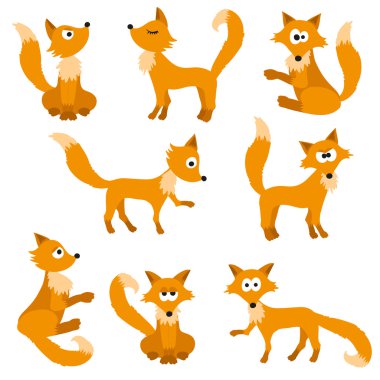 Set vektör düz tilki