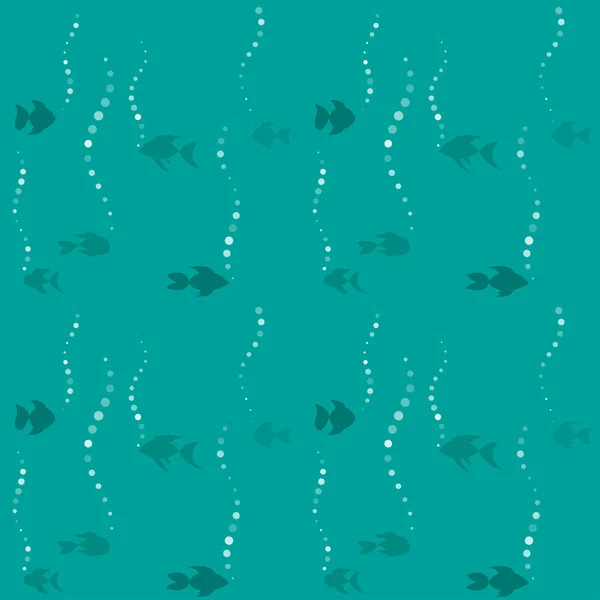 Burbujas de pescado y aire - patrón de vectores marinos — Vector de stock