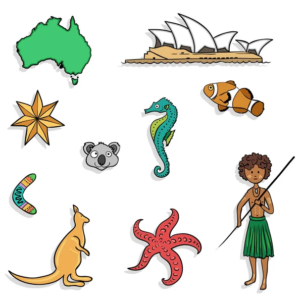 Australie motif ou ensemble - fond sans couture . — Image vectorielle