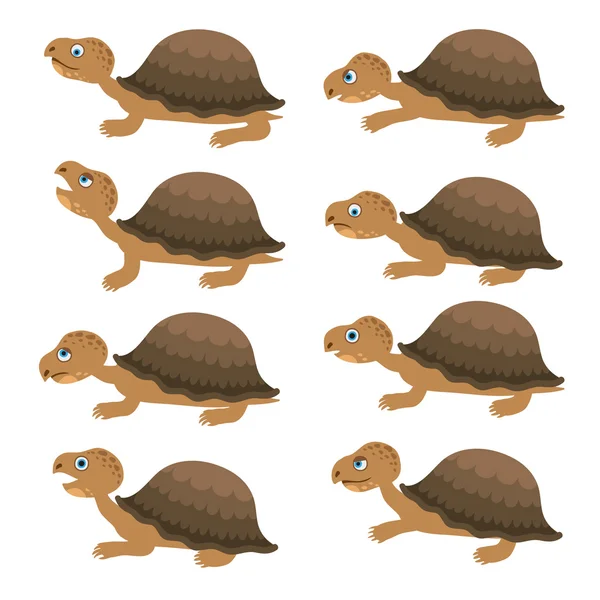 Tortues prêtes. Collection de dessins animés vectoriels . — Image vectorielle