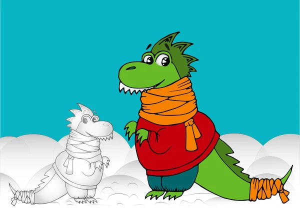 Dinosaurio de nieve — Archivo Imágenes Vectoriales