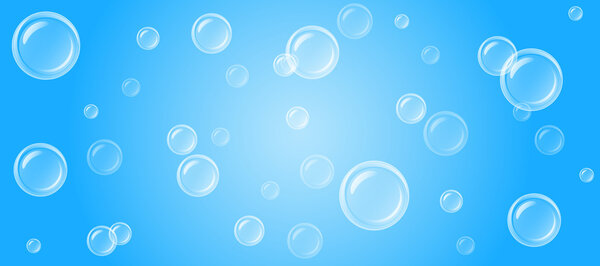 Large and small transparent soap bubbles