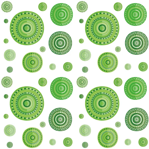 Green ethnic decorate pattern, isolated circles — Stock Vector