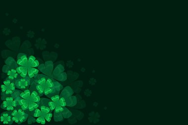 Background with green four-leaf clover St. Patrick clipart