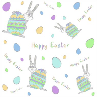 Bunny Paskalya yortusu yumurta desenli