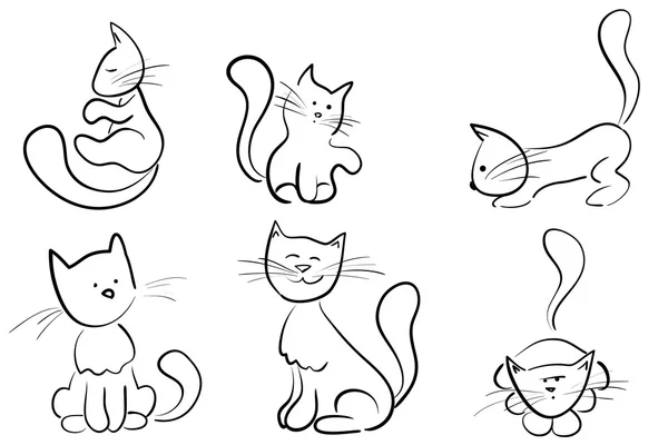 Скетчи кошек — стоковый вектор