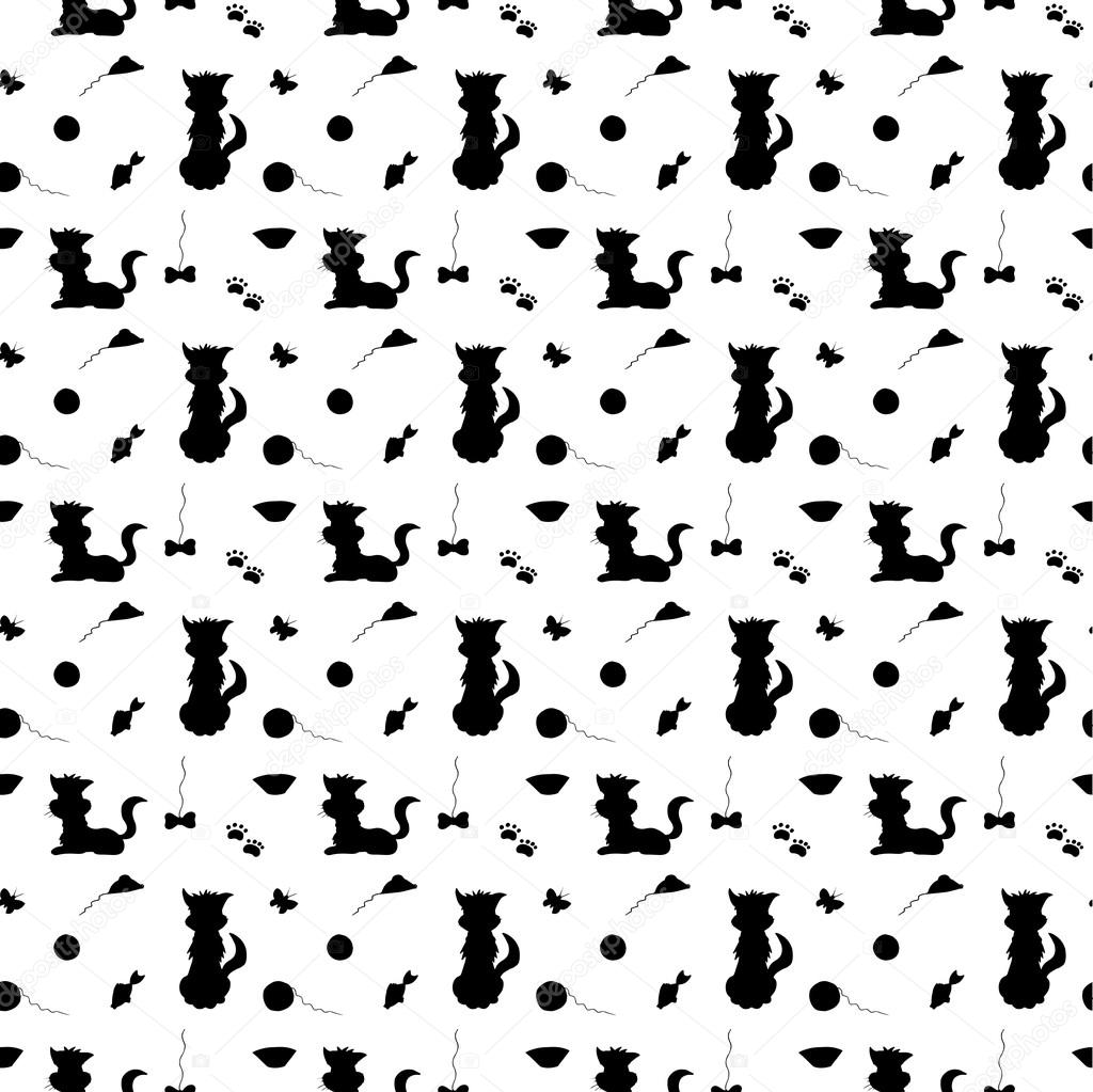 Silhouettes of cats seamless pattern