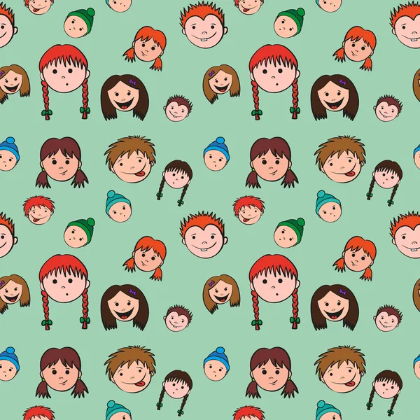 Seamless child face pattern — Stock Vector